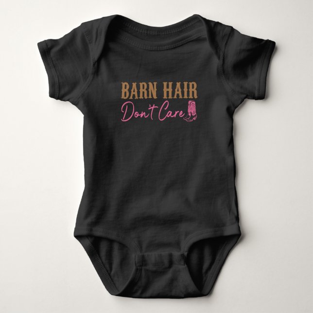 Barn Hair don't Care Horse Riding Girl Baby Bodysuit (Front)