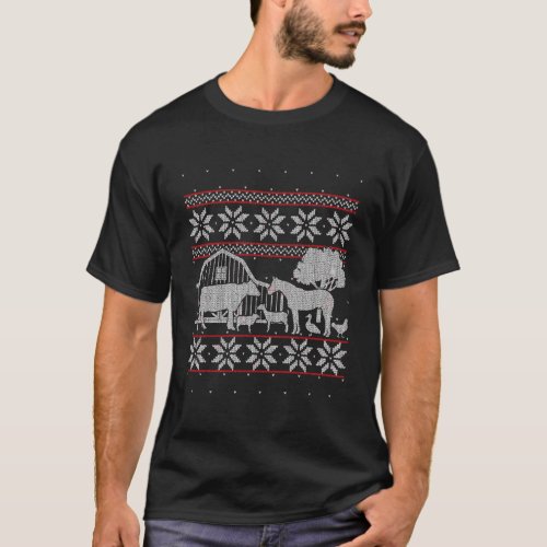 Barn Horse Cow Farmer Farming Ugly Christmas Sweat T_Shirt