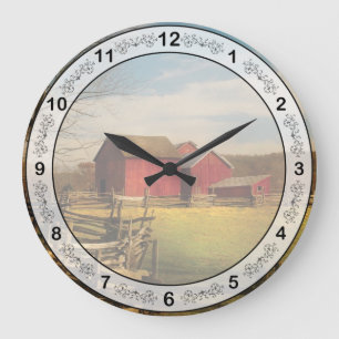 Barn - I bought the farm Large Clock