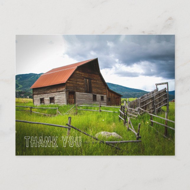 Barn Image Thank You Postcard (Front)