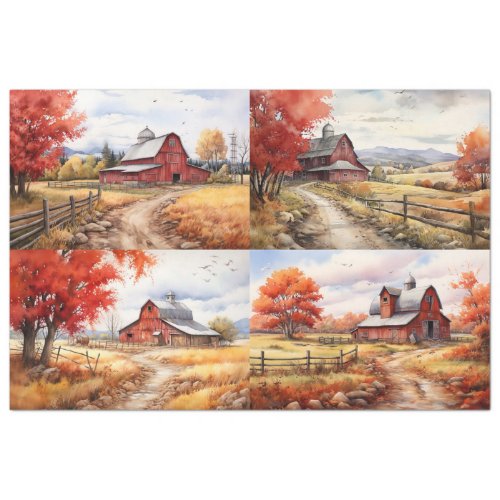 Barn in Fall Collage 2 Decoupage Paper