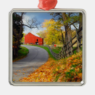 Barn in Fall Metal Ornament