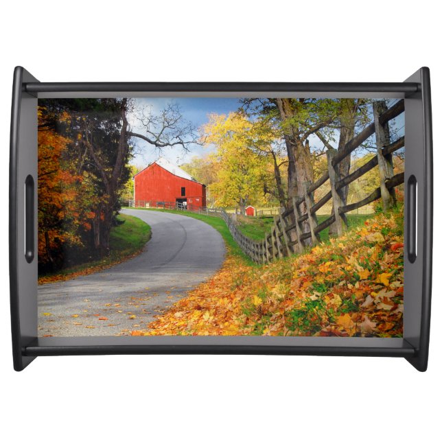 Barn in Fall Serving Tray (Front)