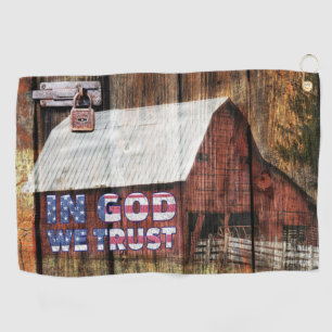 Barn In God We Trust American Flag Golf Towel