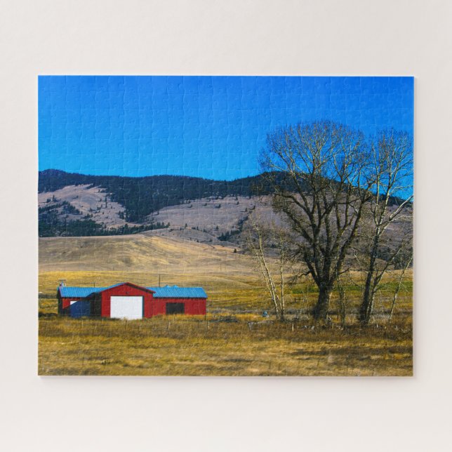 Barn in Montana, USA Sky Rustic Photography Jigsaw Jigsaw Puzzle (Horizontal)