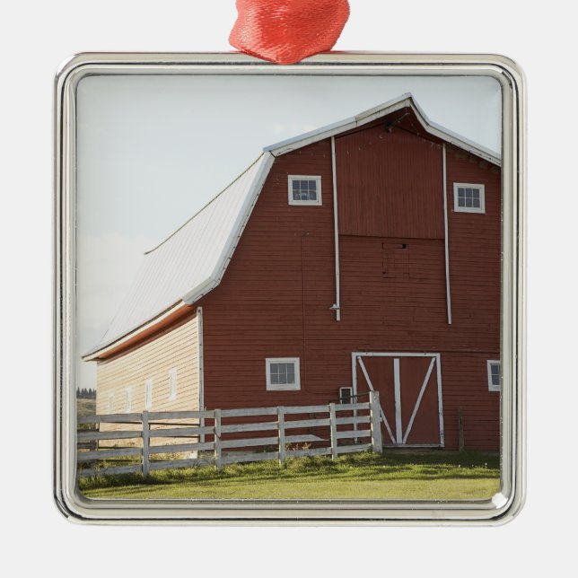 Barn in rural landscape metal ornament (Front)