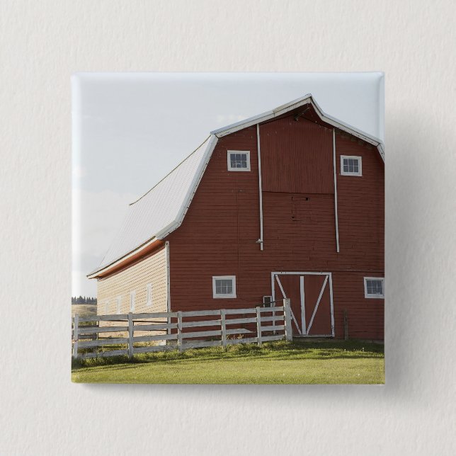 Barn in rural landscape pinback button (Front)