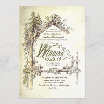 Barn In The Woods Rustic Wedding Invitations by jinaiji at Zazzle