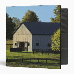 Barn on thoroughbred horse farm at sunrise, 3 ring binder