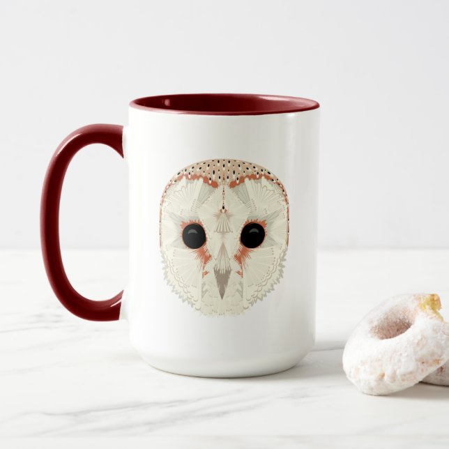 Barn Owl 15oz. Mug Dark Red (With Donut)