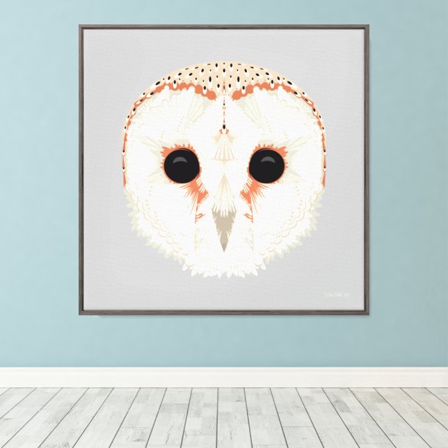 Barn Owl 24x24 Stretched Canvas Giclée Print (Insitu(Wood Floor))
