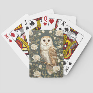 Barn Owl And White Roses William Morris Inspired Poker Cards