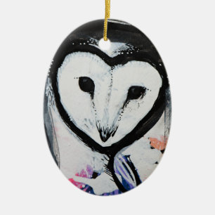 Barn Owl Art Ceramic Ornament
