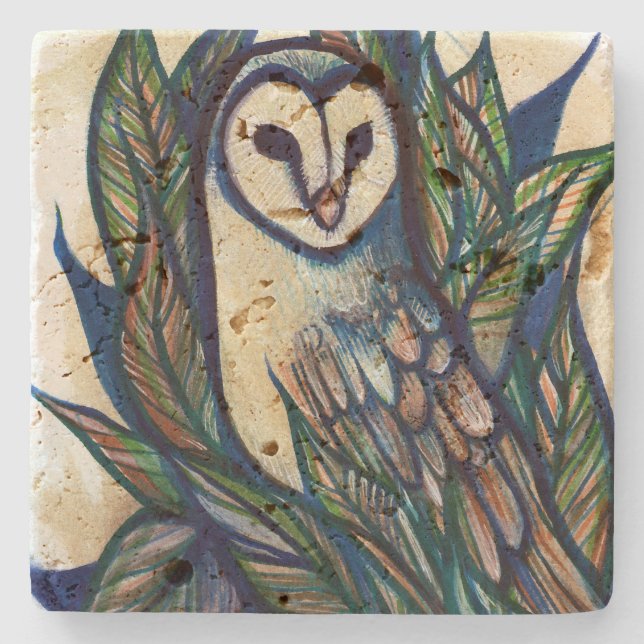 Barn Owl Art                                       Stone Coaster (Front)