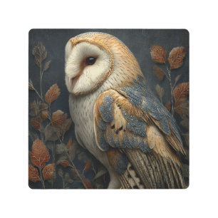 Barn Owl Autumn Portrait Metal Print