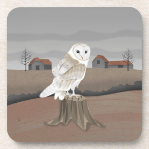 Barn Owl Beverage Coaster