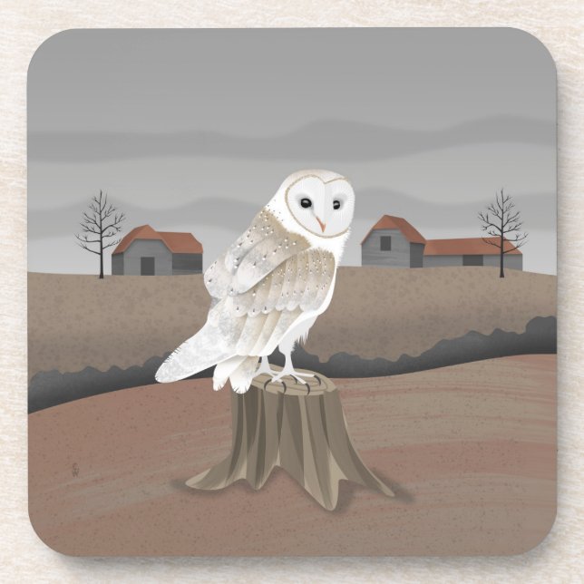 Barn Owl Beverage Coaster (Front)