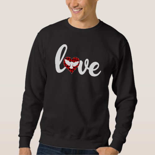 Barn Owl Bird Buffalo Plaid Love Barn Owl Valentin Sweatshirt