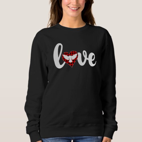 Barn Owl Bird Buffalo Plaid Love Barn Owl Valentin Sweatshirt