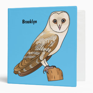 Barn owl bird cartoon illustration 3 ring binder