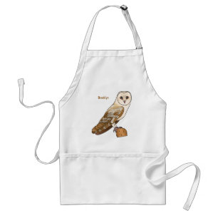 Barn owl bird cartoon illustration adult apron