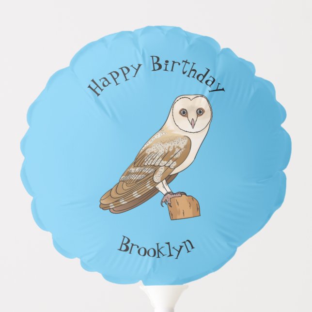 Barn owl bird cartoon illustration  balloon (Front)