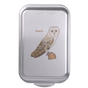 Barn owl bird cartoon illustration cake pan