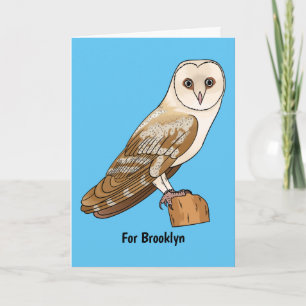 Barn owl bird cartoon illustration card