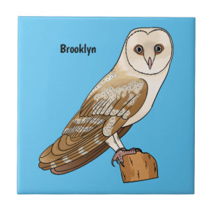 Barn owl bird cartoon illustration ceramic tile