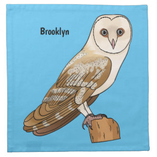 Barn owl bird cartoon illustration cloth napkin