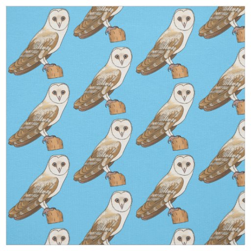 Barn owl bird cartoon illustration fabric