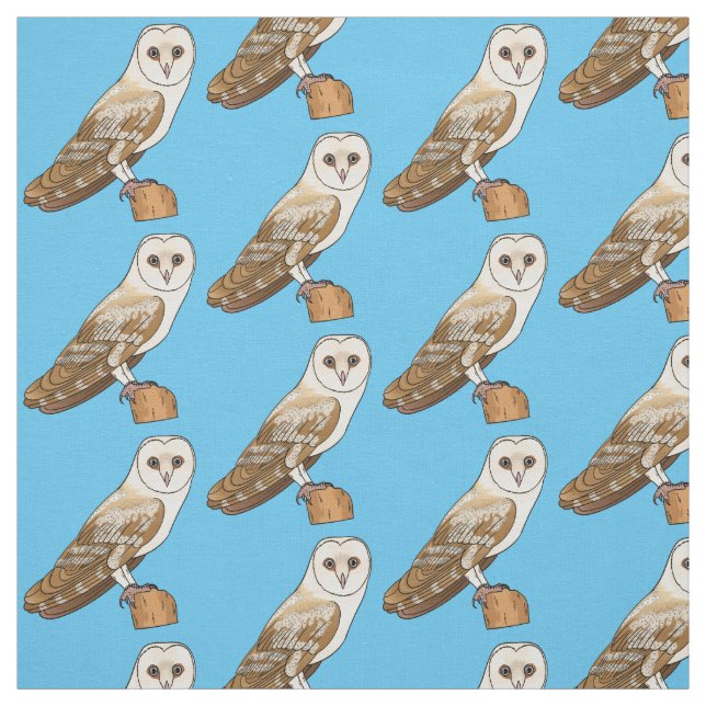 Barn owl bird cartoon illustration fabric (Swatch)