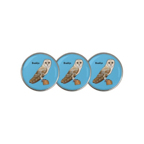 Barn owl bird cartoon illustration  golf ball marker