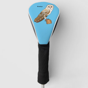 Barn owl bird cartoon illustration golf head cover