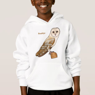 Barn owl bird cartoon illustration hoodie