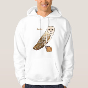 Barn owl bird cartoon illustration  hoodie