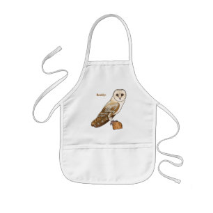 Barn owl bird cartoon illustration kids' apron