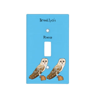 Barn owl bird cartoon illustration light switch cover