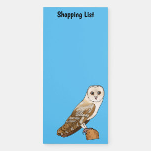 Barn owl bird cartoon illustration magnetic notepad