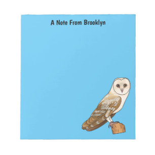Barn owl bird cartoon illustration  notepad