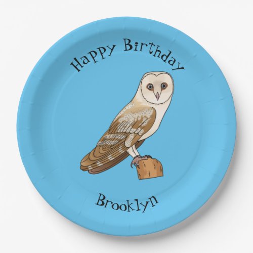 Barn owl bird cartoon illustration paper plates