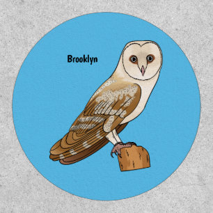 Barn owl bird cartoon illustration patch