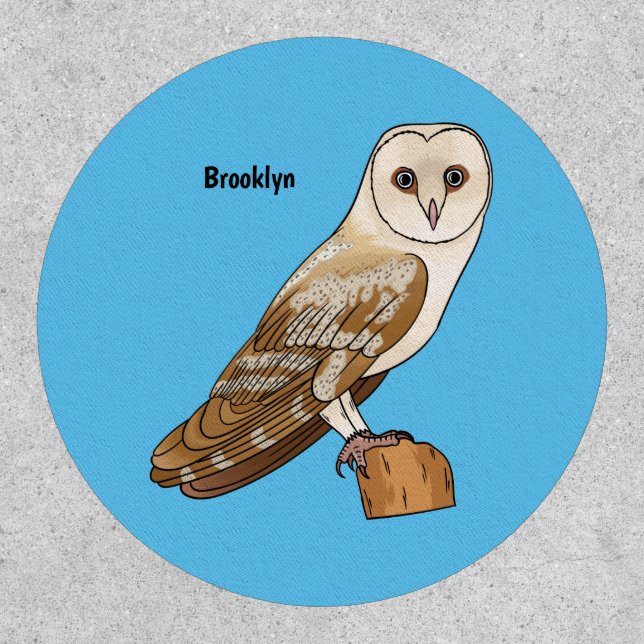 Barn owl bird cartoon illustration  patch (Front)