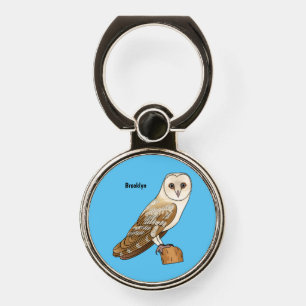 Barn owl bird cartoon illustration  phone ring stand