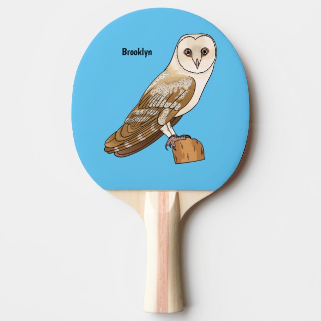Barn owl bird cartoon illustration   ping pong paddle (Front)