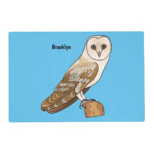 Barn owl bird cartoon illustration placemat