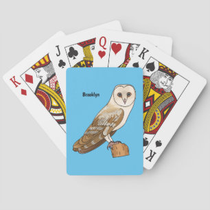 Barn owl bird cartoon illustration poker cards