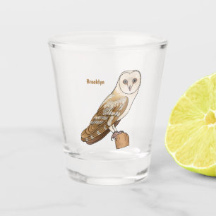 Barn owl bird cartoon illustration shot glass