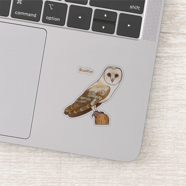 Barn owl bird cartoon illustration sticker (Detail)