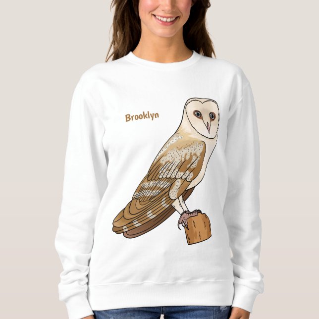 Barn owl bird cartoon illustration sweatshirt (Front)